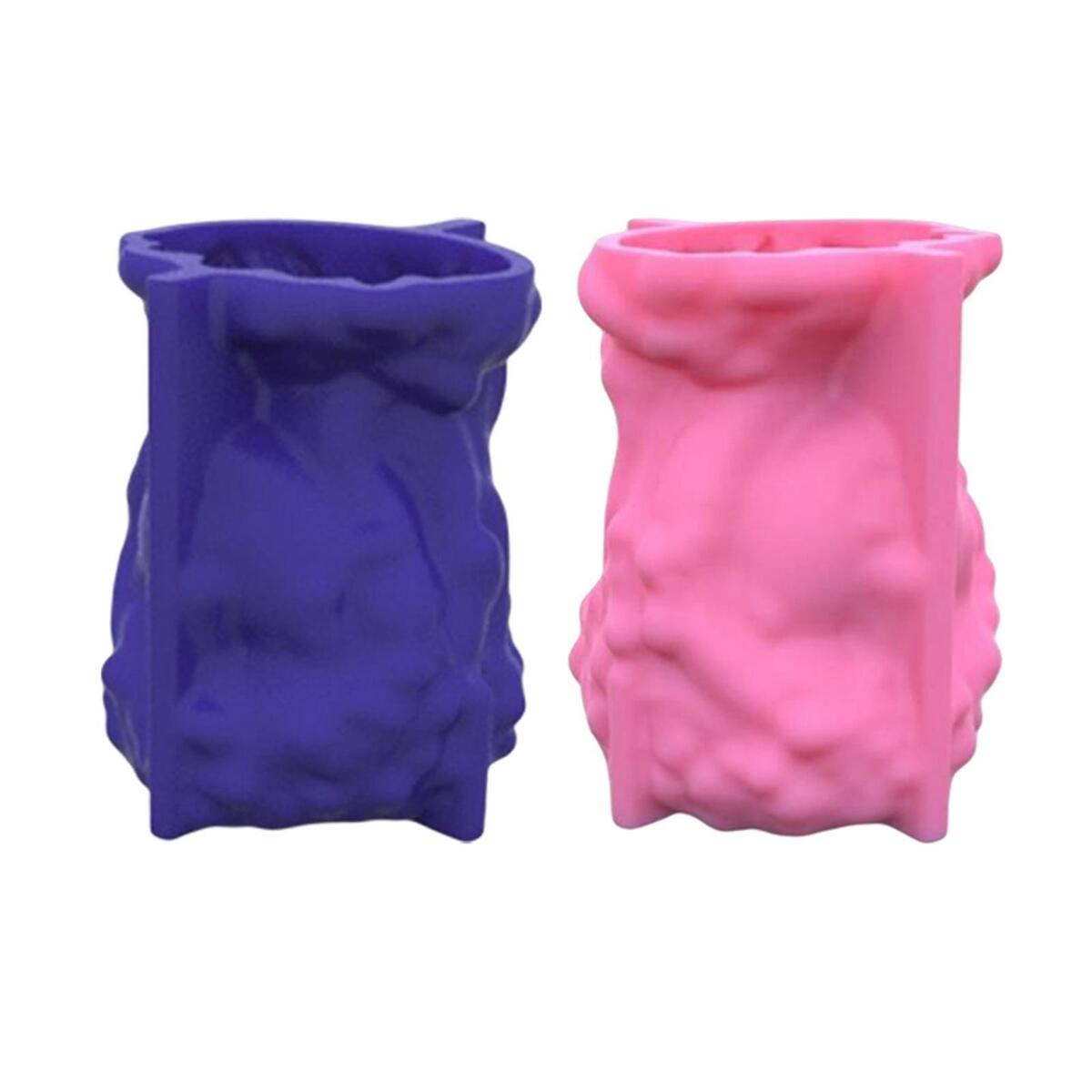 2Pcs Girl Face Flower Pot Silicone Mold Plaster Flowerpot Planter DIY Mould