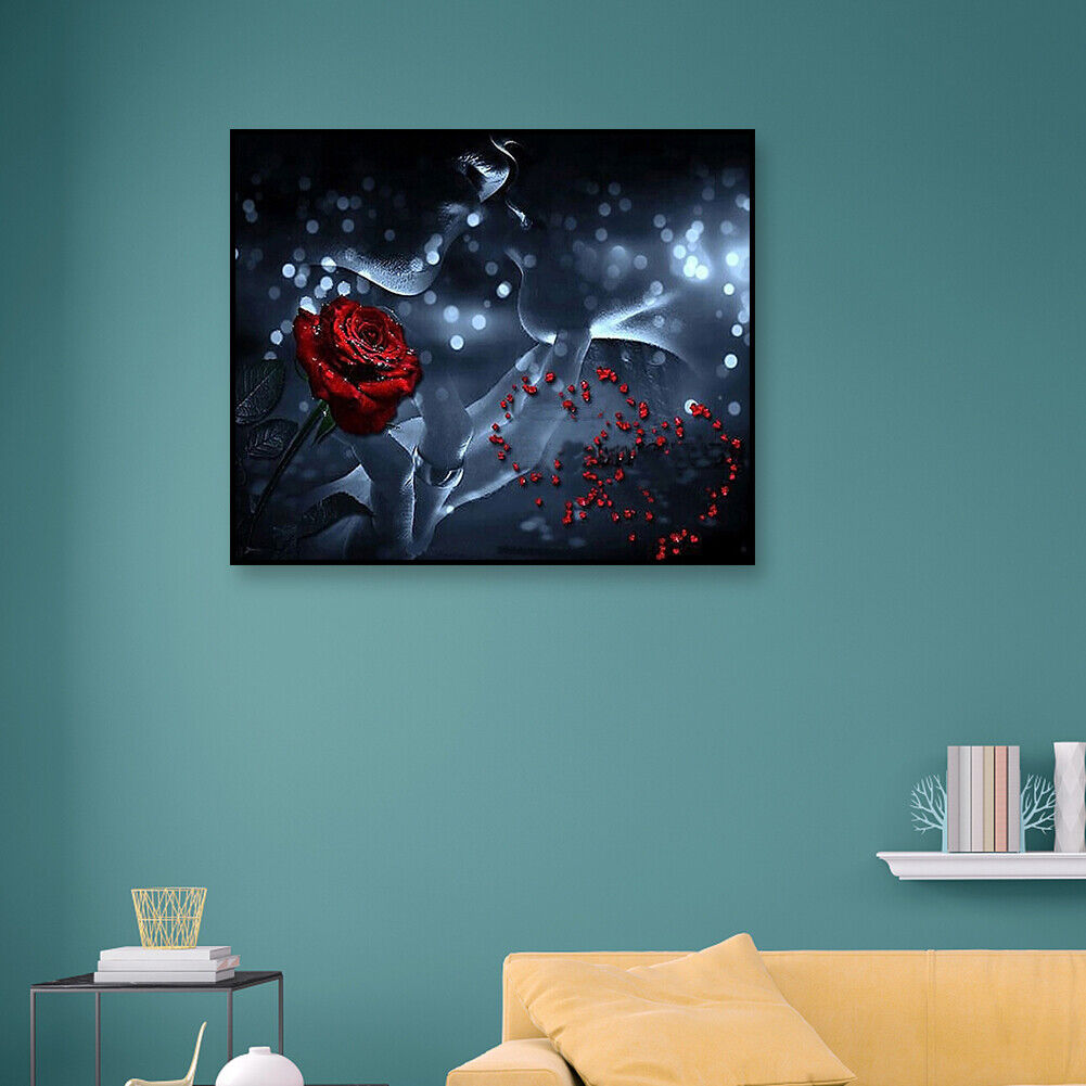 Full Drill Round Diamond Painting DIY Rose Lover Mosaic Kit for Bead Art
