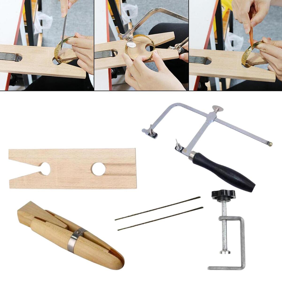 Professional Jewelry Making Tool Kit Bench Pin Ring Clamp Tools Set Blades