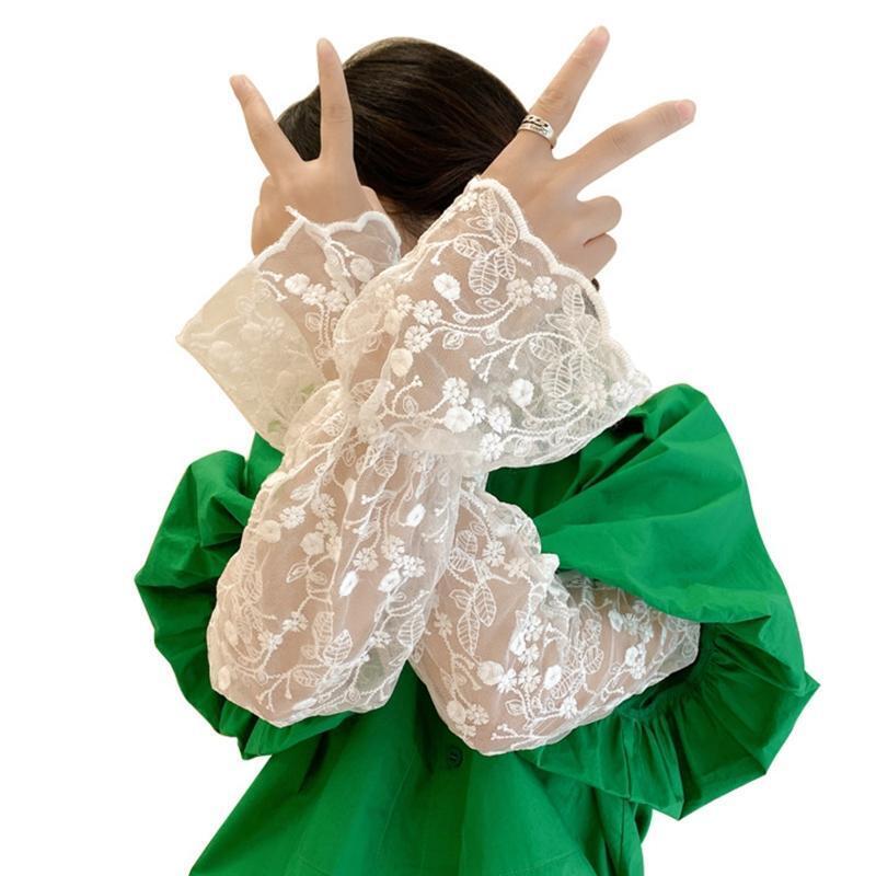 1 Pair Women's Lace Gloves Long Ultra-thin Sun UV Protection Sleeve for Girl