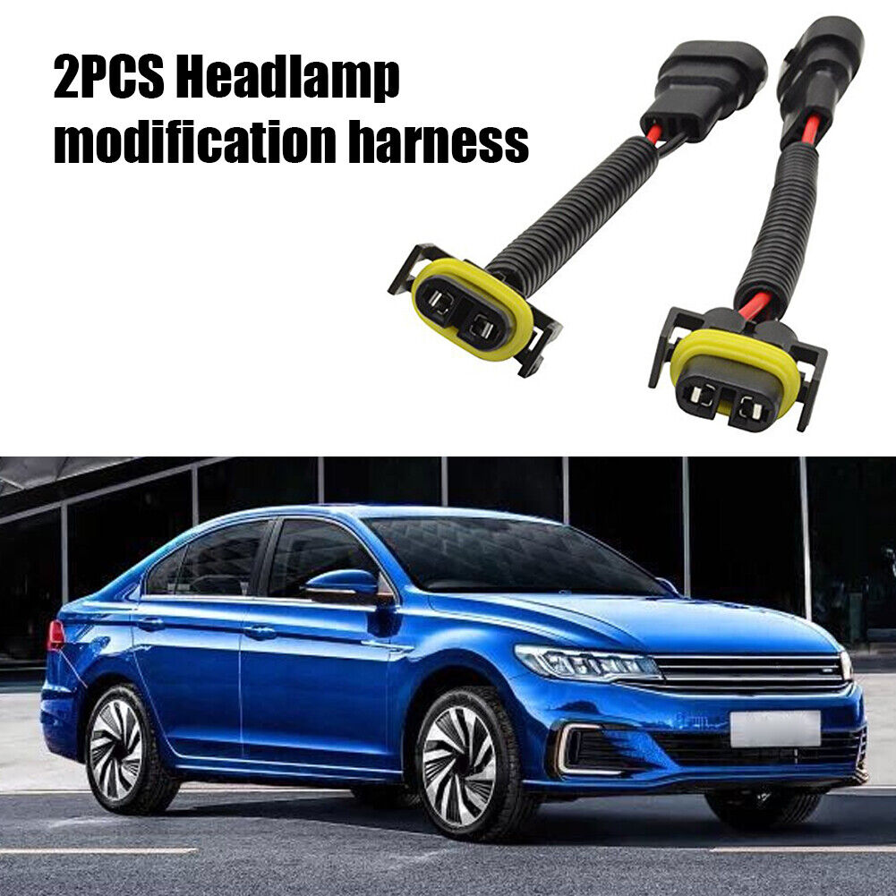 1 Pair H11 Female to 9005 9006 Male Adapter Cable Wiring Harness 8 inch