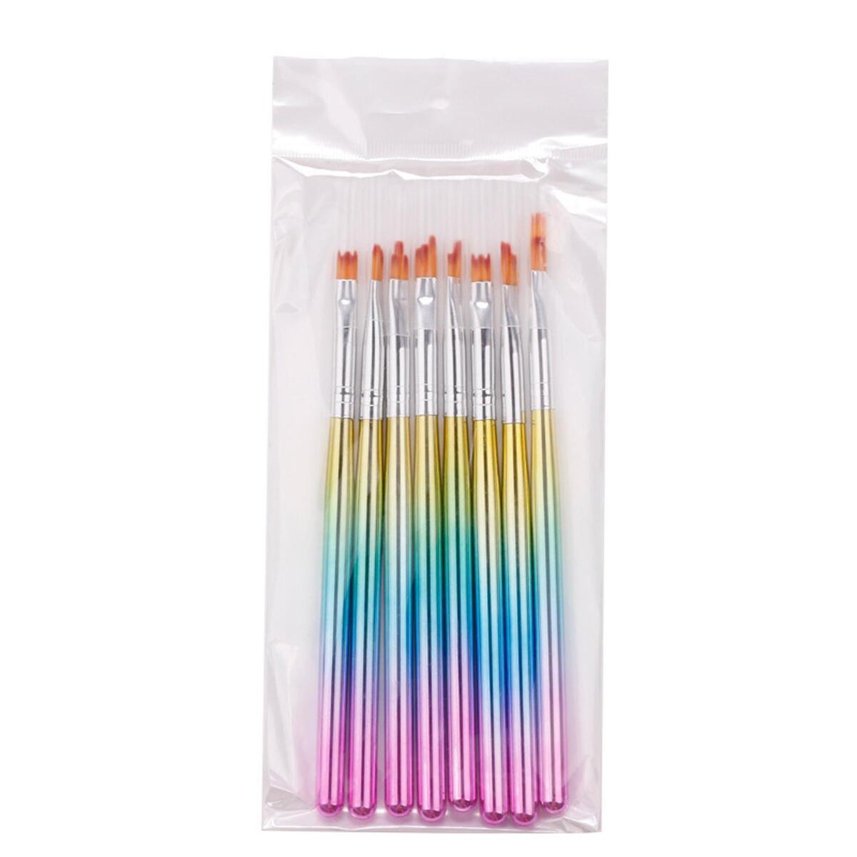 8Pcs Nail  Pen Flower Drawing Gradient Striped Pattern  DIY