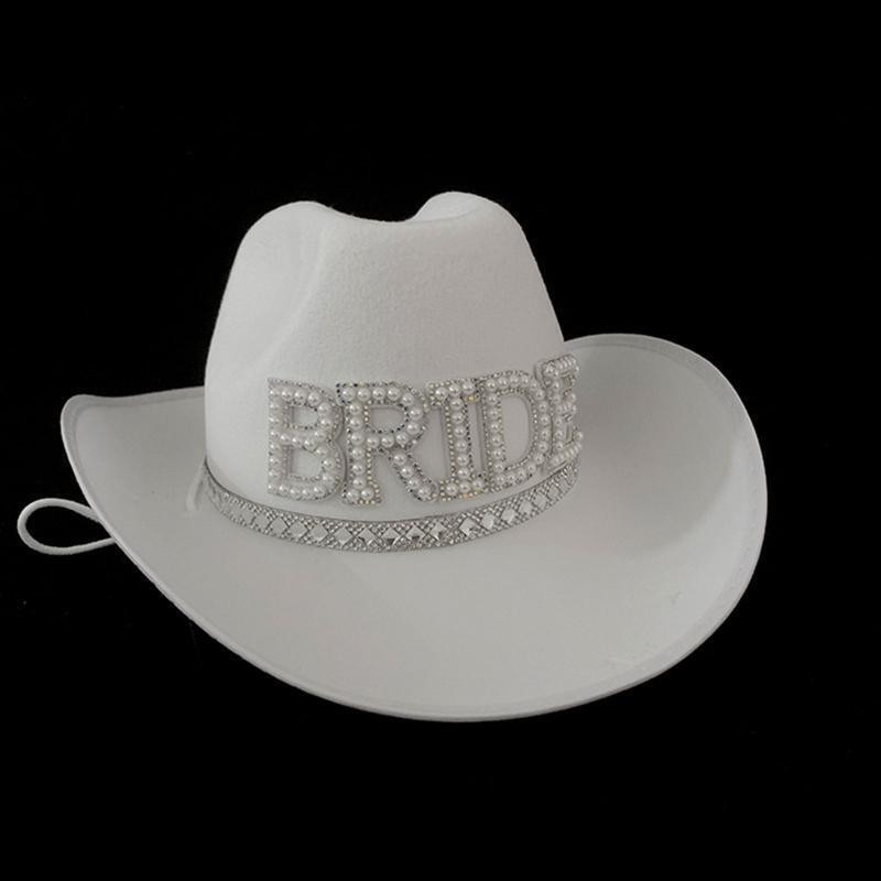 Creative Bride Letter Cowgirl Hat Wide Brim Western Style Comfort for Wedding