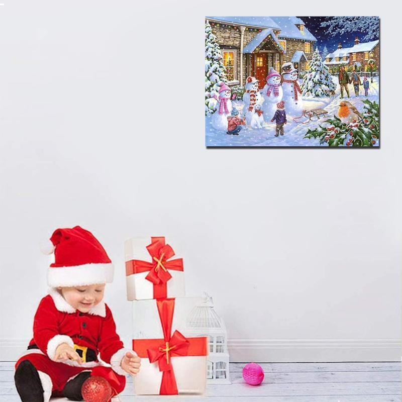 4 Sets Christmas Snowman 5D Full Drill Diamond Painting Embroidery Cross Stitch