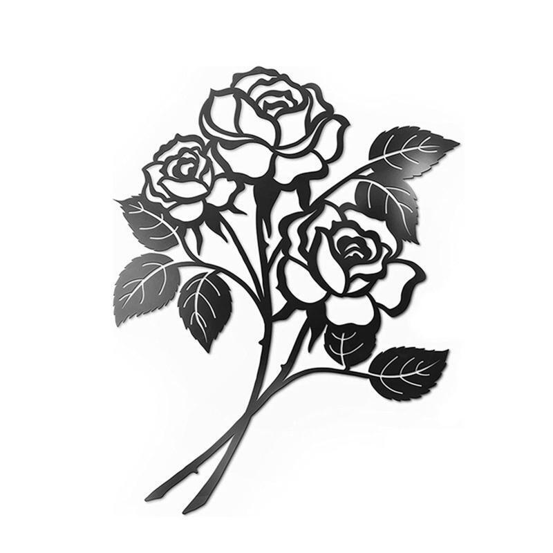 Metal Rose Wall Art Decor Silhouette Art Flower Ornament Hanging Crafts