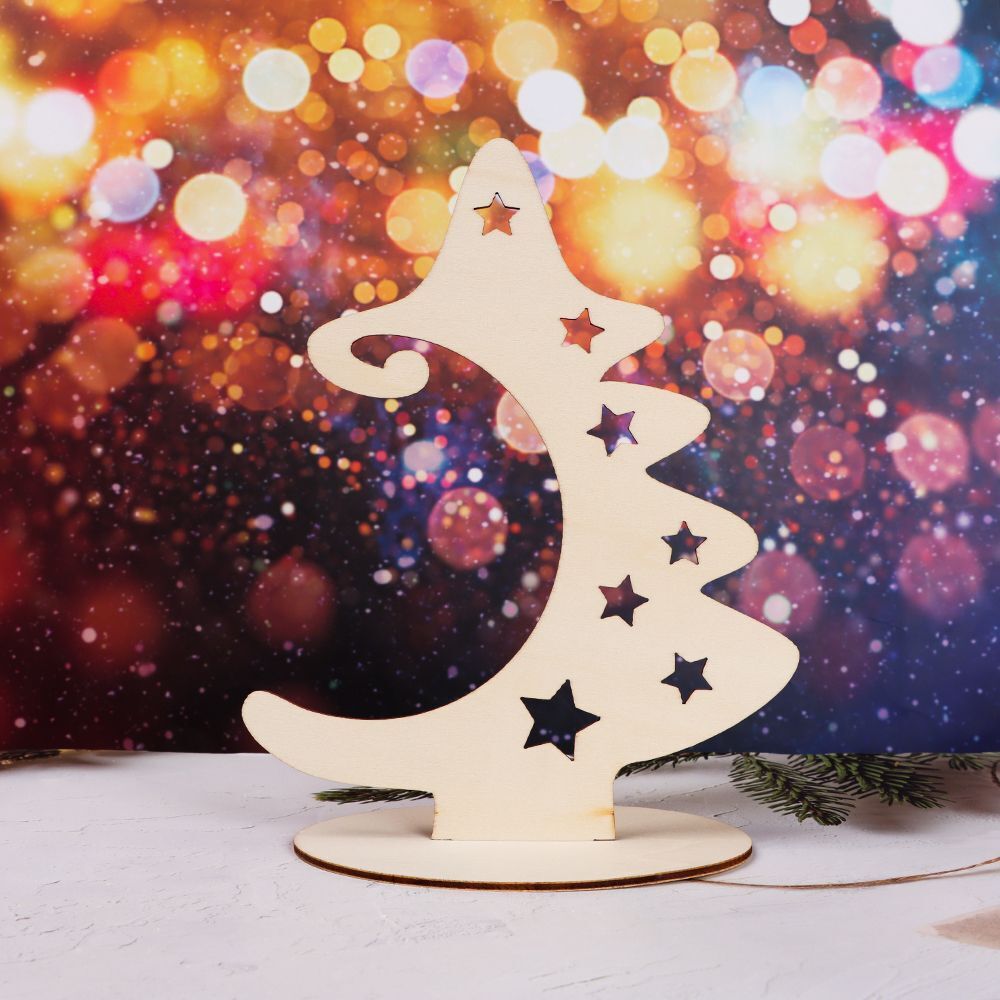 Wooden Star Wood Slices with Stand Christmas Tree Crafts Christmas Ornaments