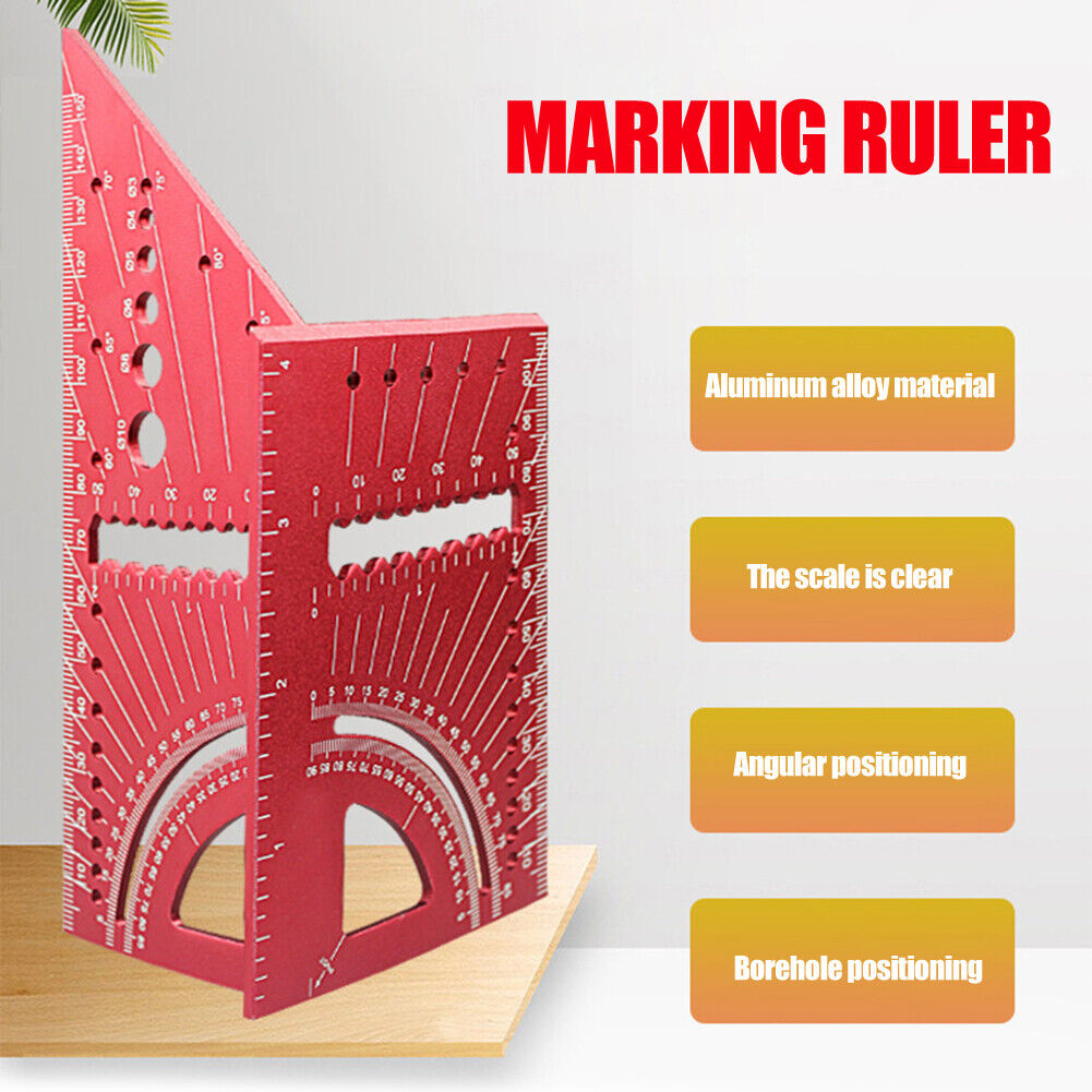 45 90 Degree Aluminum Alloy Angle Ruler Woodworking Measuring Wooden Square