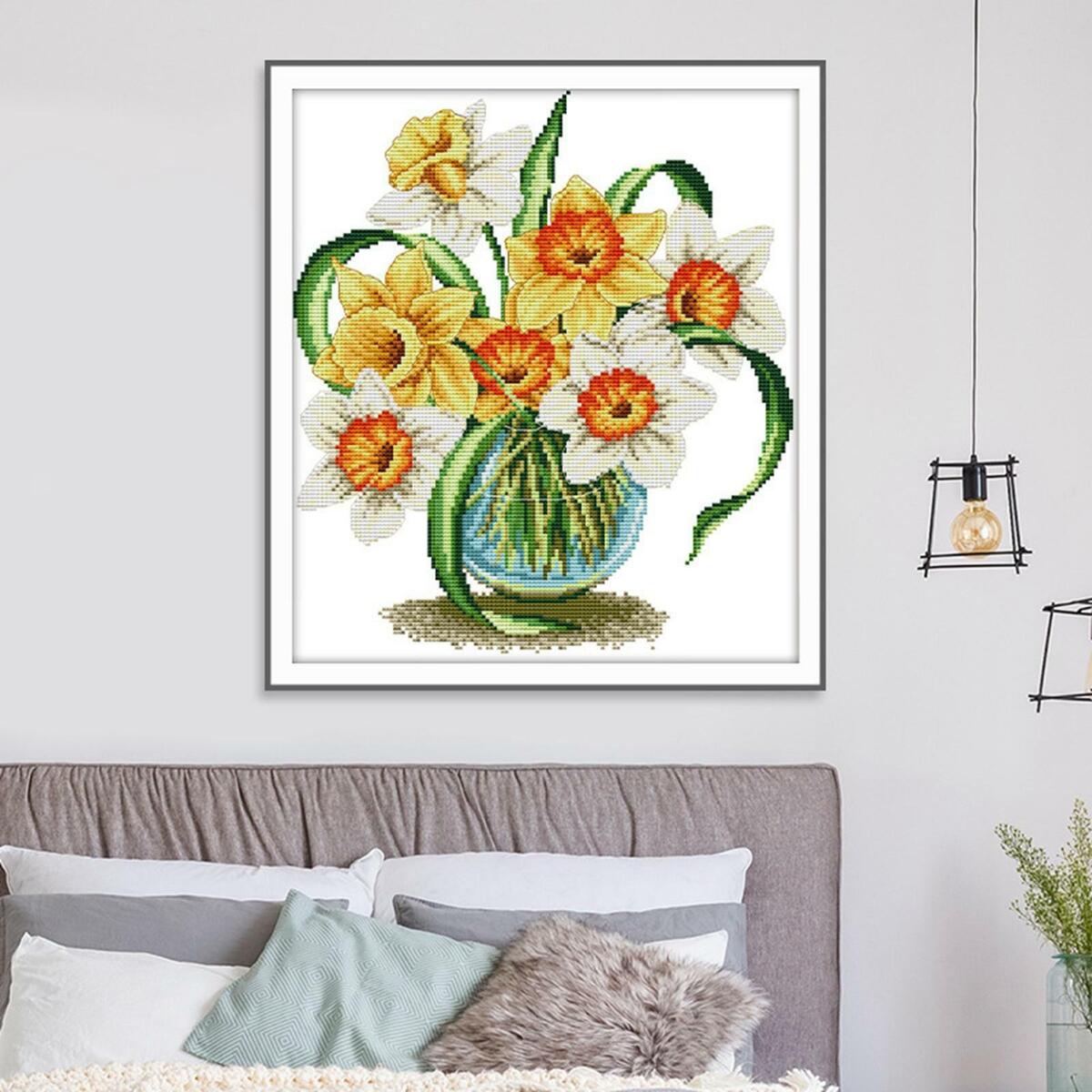 Floral  Stamped Kit DIY Full  of Embroidery Starter Kits