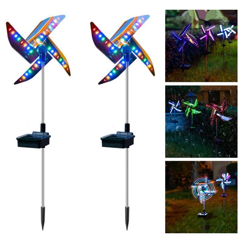 Four-Color Windmill Solar Lawn Light Outdoor Courtyard Garden Ground Plug Lamp
