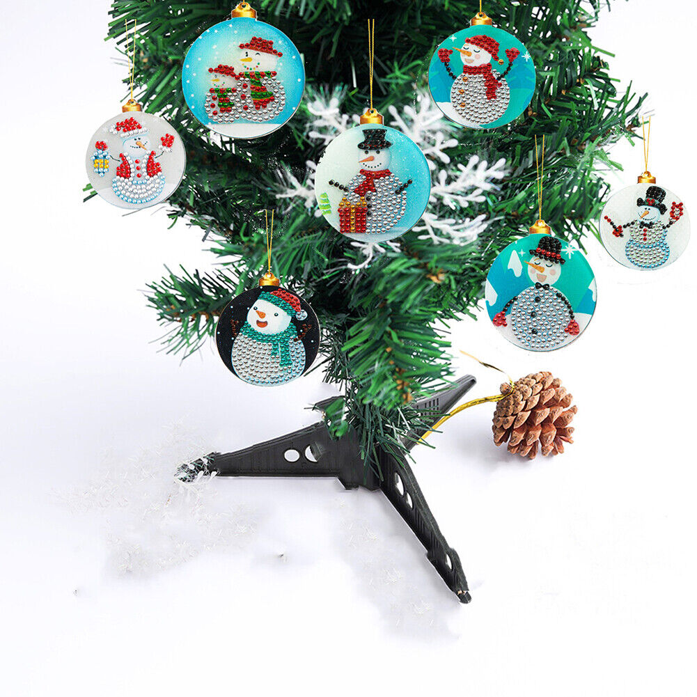 7pcs/Set DIY Acrylic Diamond Christmas Snowman Pendant Kit Rhinestone Decor
