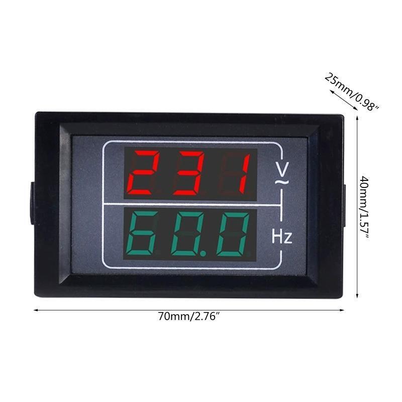 Dual Display Voltmeter Digital AC Monitor Gauge Panel Ammeter Voltmeter Frequenc
