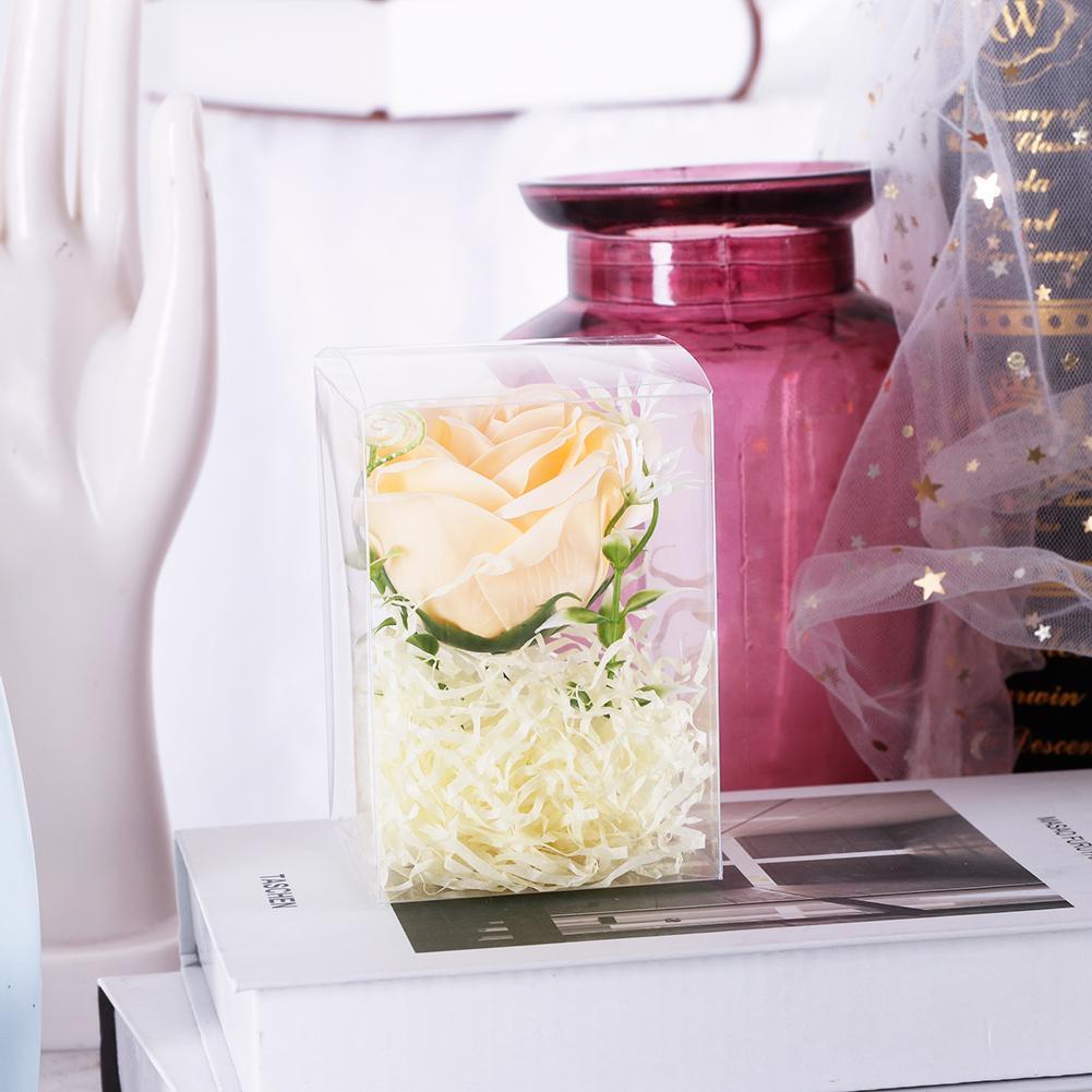 Preserved Single Rose Soap Flower Gift Box Valentines Day Gifts (Champagne)