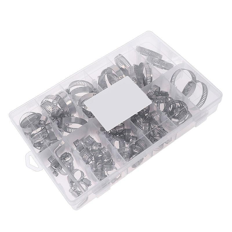 Water Pipe Fasteners Clamps 90Pcs 8-44mm Durable Stainless Steel Hoop Clamp Ring