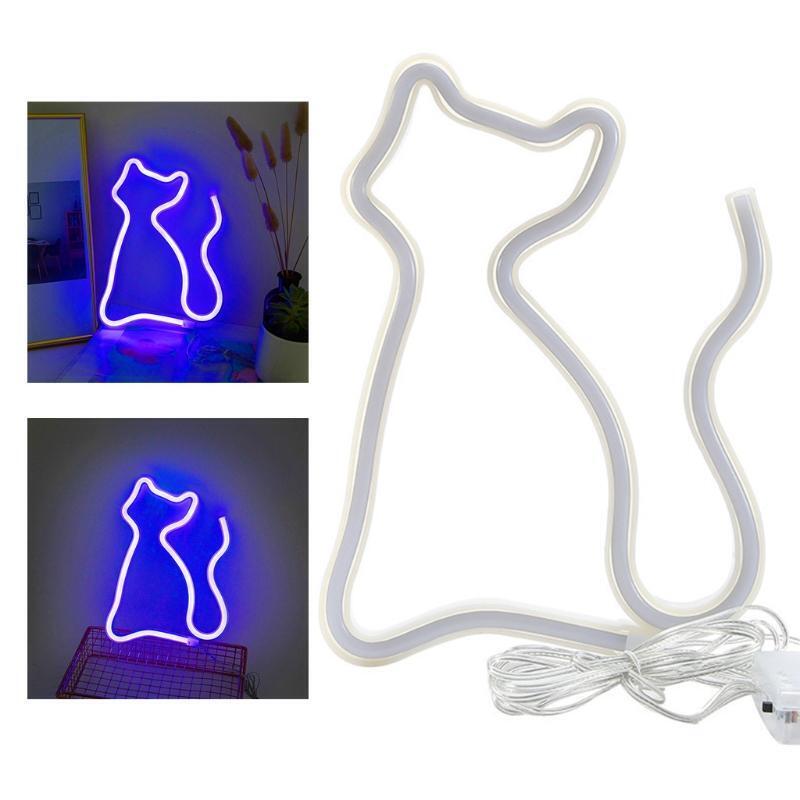 Cat Neon Sign Night Light Art Decorative Lights Wall Decor for Kids Room Party