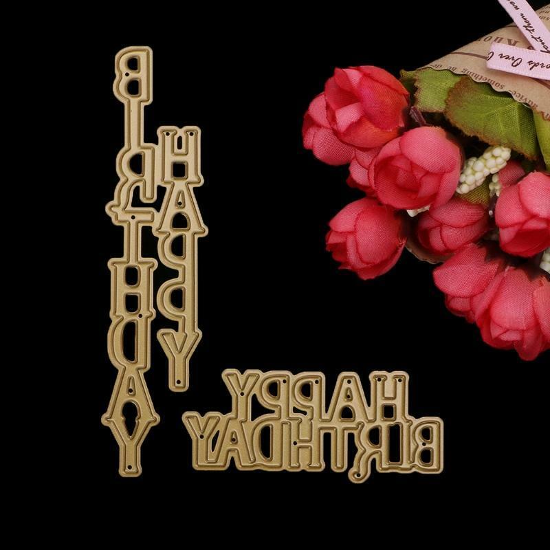 Letter Happy Birthday Cutting Dies Stencils Scrapbook Album Card Embossing Craft