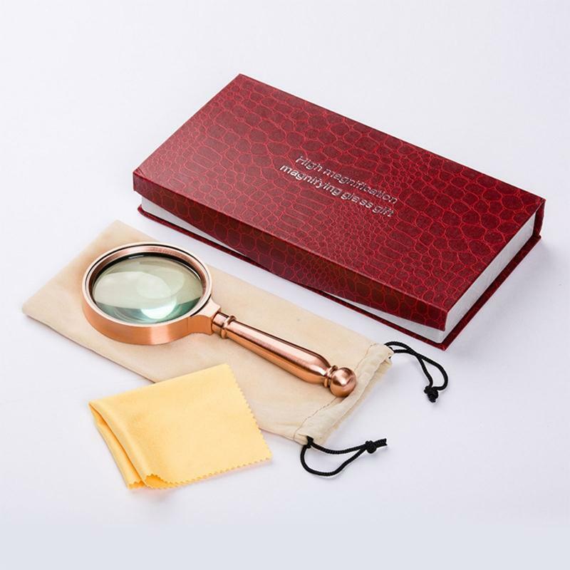 Fashion Design Magnifying Glass 10X Handheld Magnifier Metal Handle for Seniors