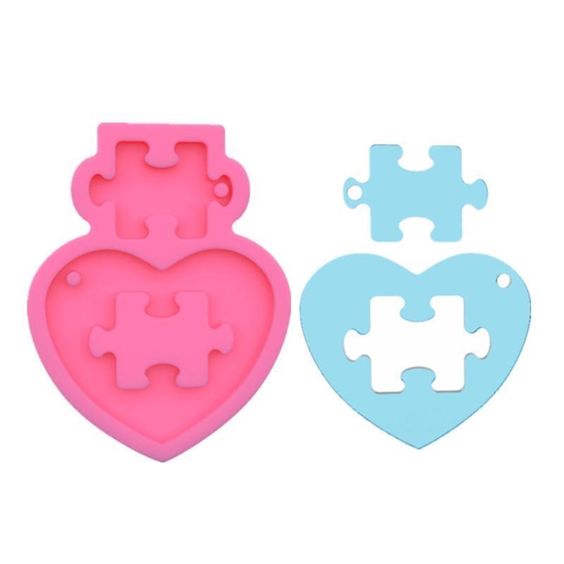 Handmade Couple Love Key Chain Casting Mold DIY Crafts Pendant Silicone Mould