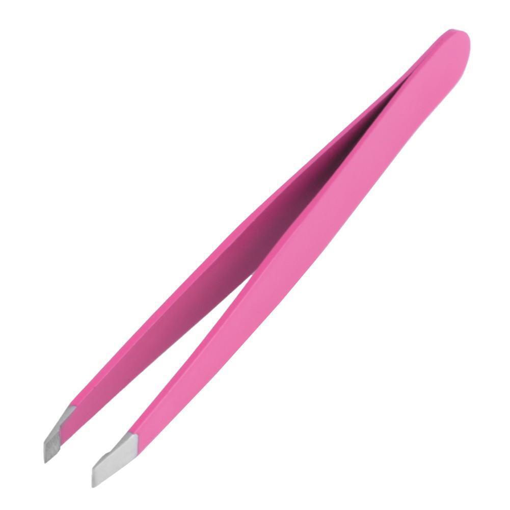 Pro Oblique Eyebrow Tweezers Stainless Steel Eyebrow Shaping(Rose Red)