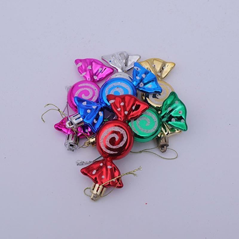 6 Pcs/box Electroplate Painted Candy Prop Xmas Tree Pendant Decoration for Party