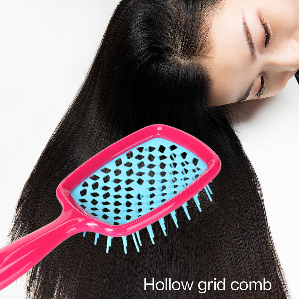 Wide Teeth Air Cushion Combs Scalp Massage Hollow Grid Airbag Brush (Rose)