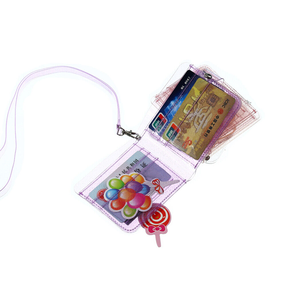 Transparent Purse Women PVC Clear Short Purse Wallet Card Holder (Purple)