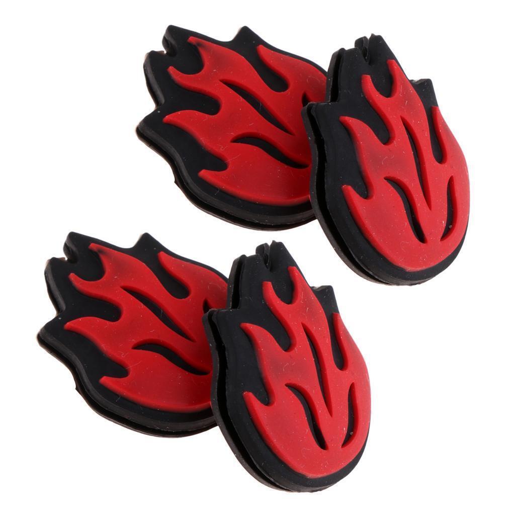 4 Pieces Silicone Flame Tennis Racket Shock Absorber Shockproof Damper Red