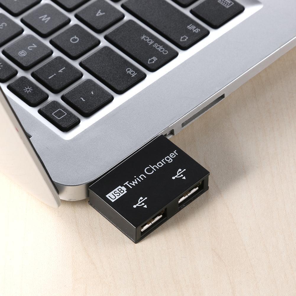 USB2.0 Male to Twin Charger Dual 2 Port USB Splitter Hub Adapter Converter