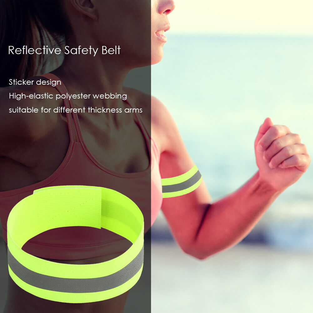 2x Night Reflective Bike Safety Armband Outdoor Sports Arm Strap (Green)