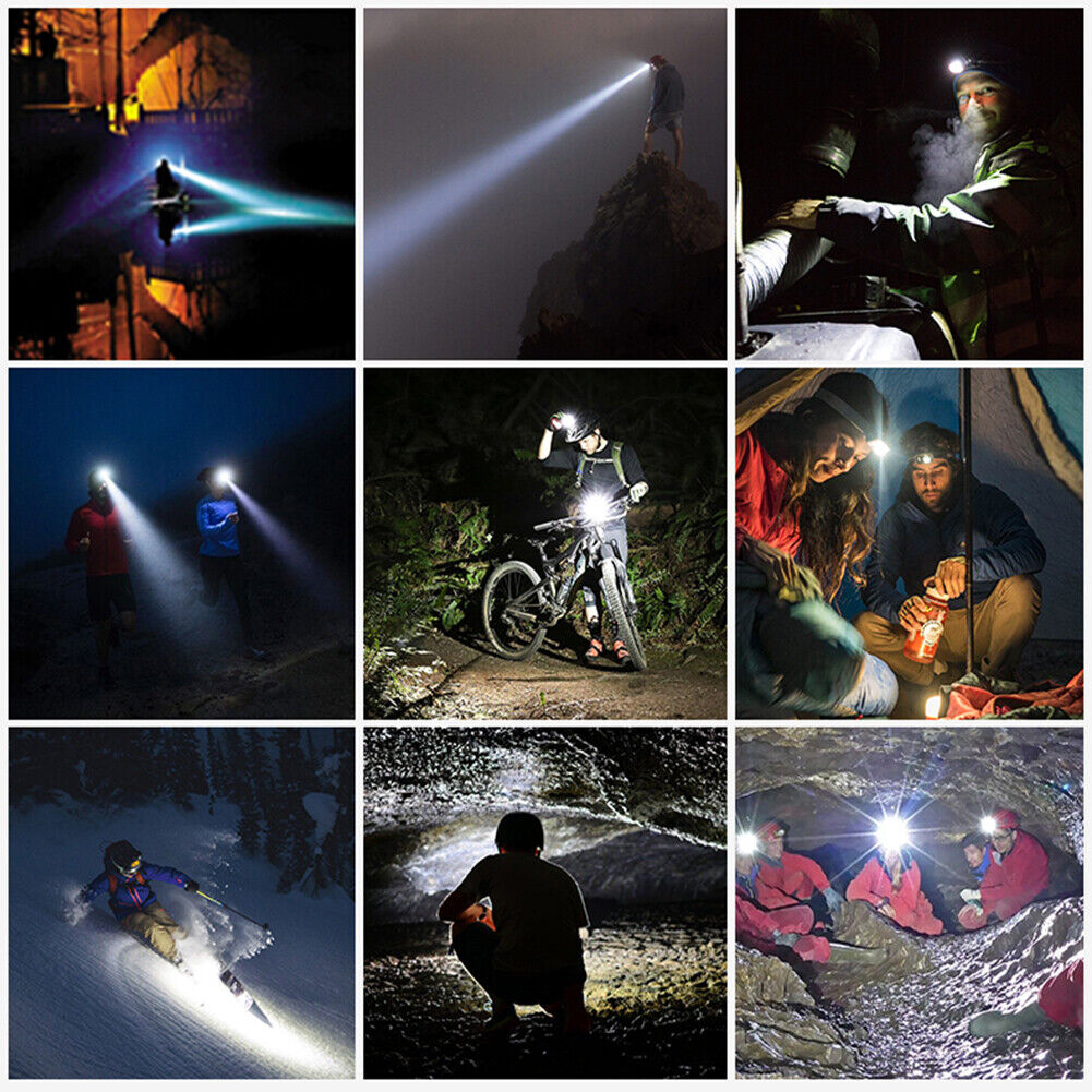 Powerful LED Headlamp USB COB Waterproof Outdoor Sensor Work Light Torch