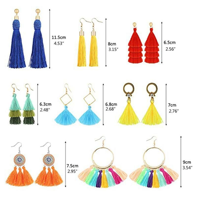 20 Pairs Fashion Colorful Earrings Set With Tassel Earrings Or Bohemian