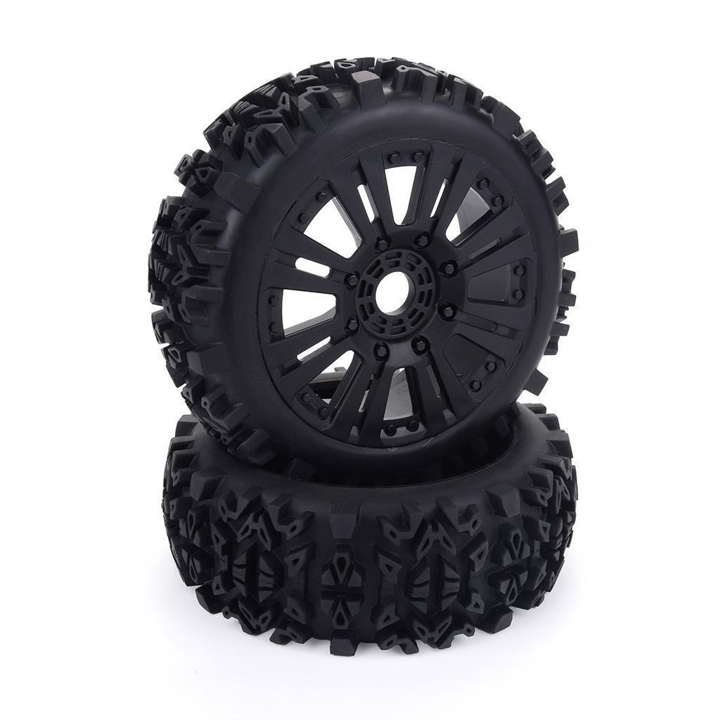 2pcs Rubber Tires Set with 10 Body Pins for 1/8 RC Car Accessory Replacement