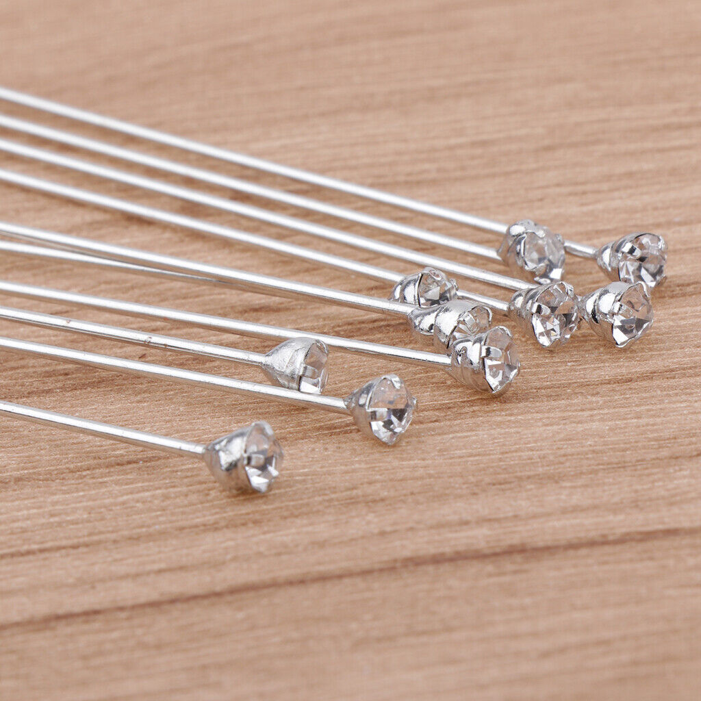 10pcs Crystal Clutch Stick Pin  Brooch Glue on Collar Pin 96mm