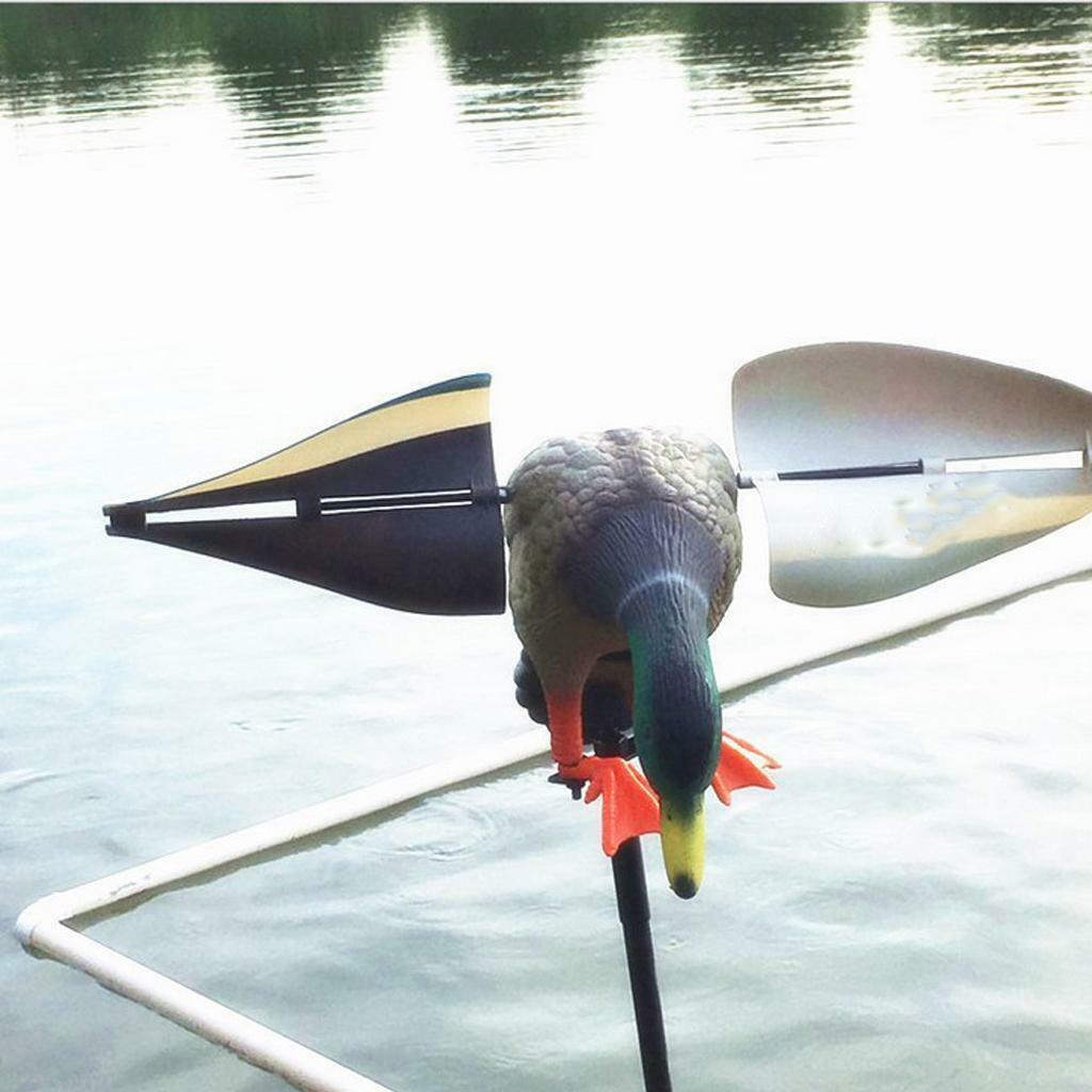 Wind Driven Duck Decoy, Simulation Mallard Drake Hunt Bait with Support Pole,