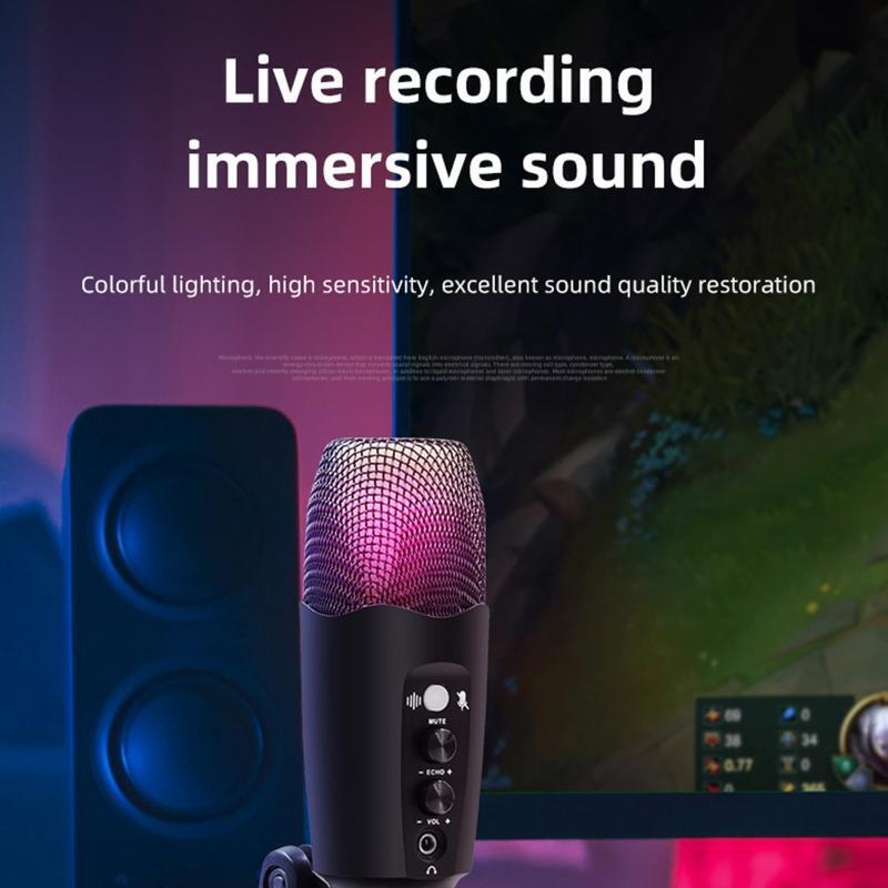 RGB Condenser Microphone Microphone Touch Mute Mobile Phone Computer Live