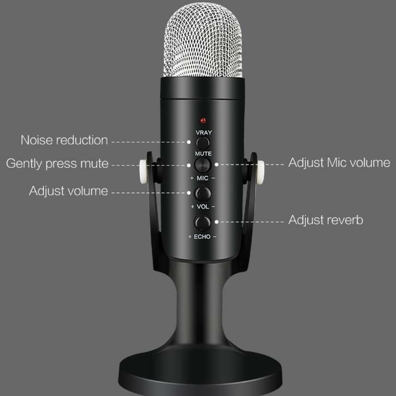 USB Omnidirectional Microphone Portable Small Mic Condenser Microphoe Recording