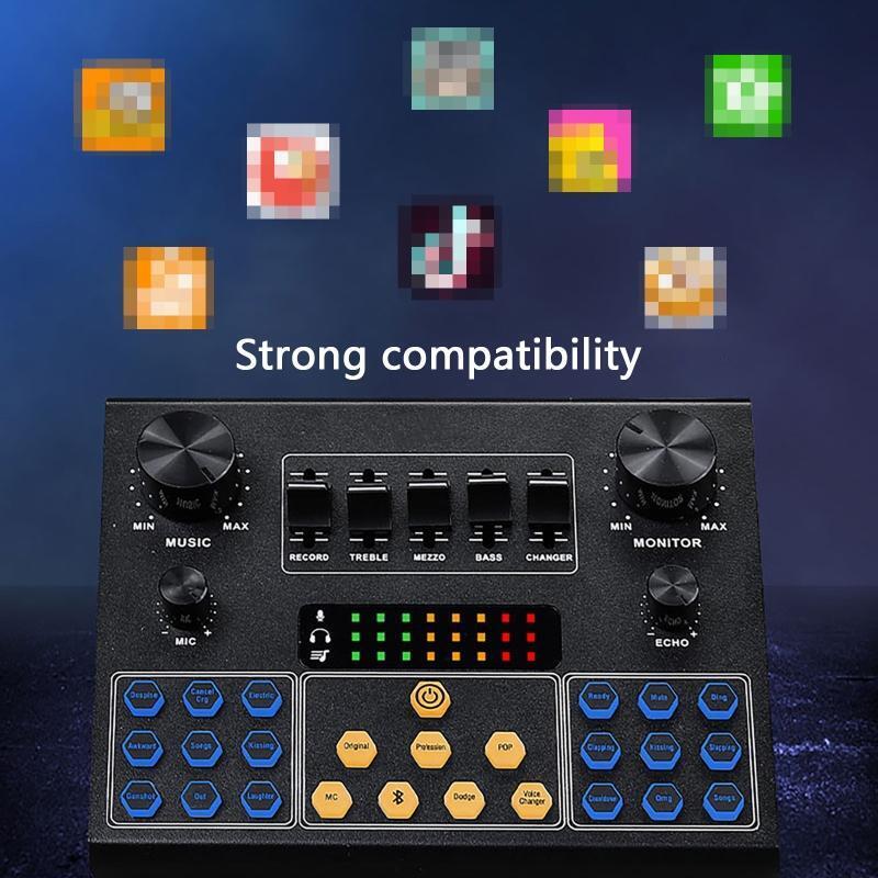 Professional Adjust Stereo Sound Card Board Audio Mixer with 5000mAh Battery