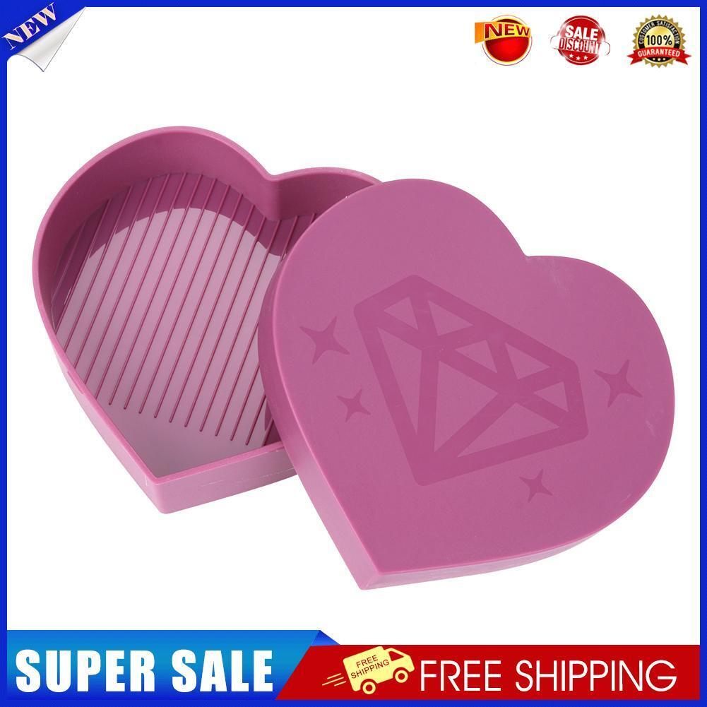 Diamond Painting Tray Plastic Heart Shape Drill Plate 7x7cm (Light Purple)