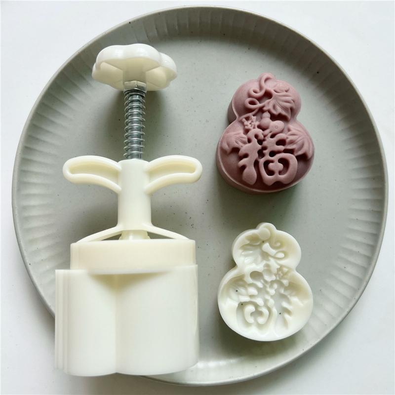 75g Plastic Material Mooncake Mold Gourd Shaped Stamps Moon Cakes Moulds for DIY