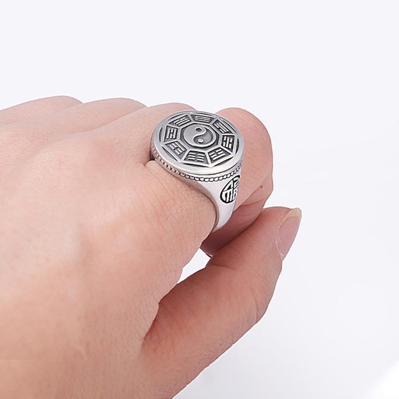 Tai Chi Bagua Ring Gossip Transfer Luck Nine-character Mantra Ring for Women Men
