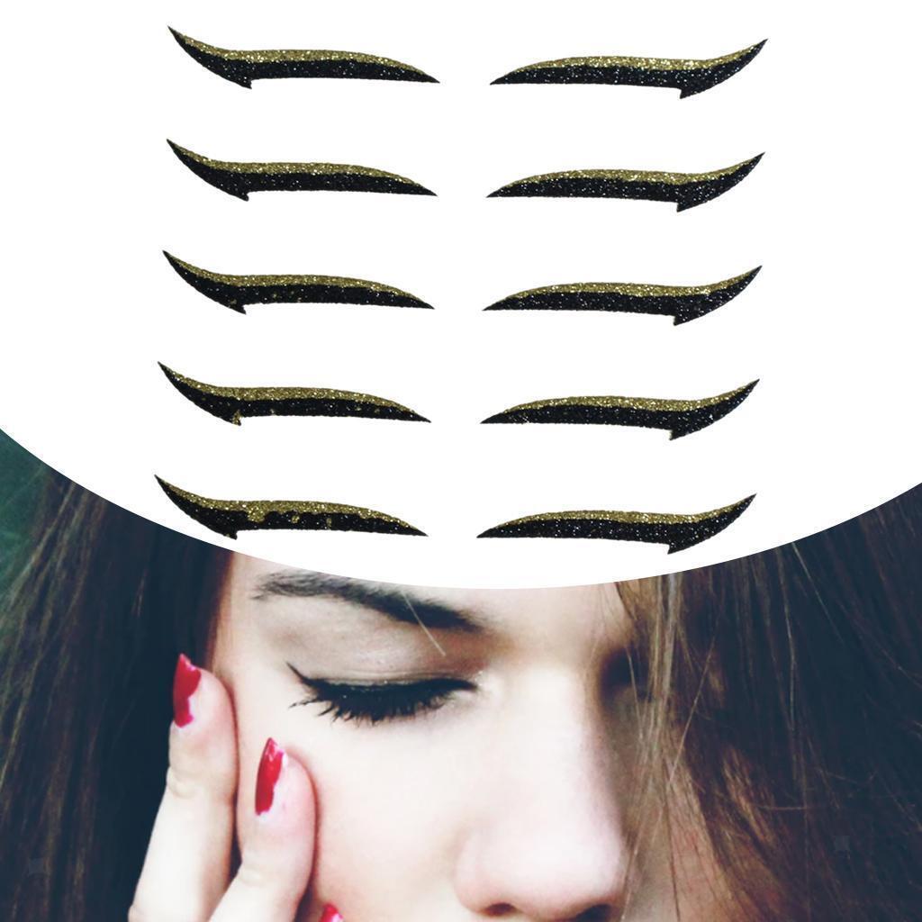 Autocollants D'eye-liner Réutilisables Paresseux, Bande 5 paires Or