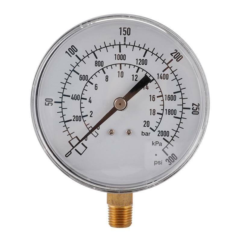 Vaccum Pressure Gauge with Triple Scale 0-300psi 0-2000kpa 0-20bar Pressure Test