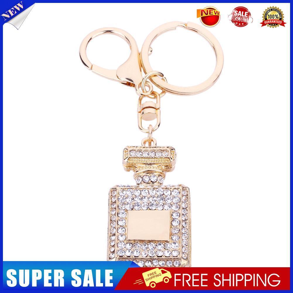 Rhinestone Crystal Perfume Bottle Key Ring Keychain Bag Pendant for Girls