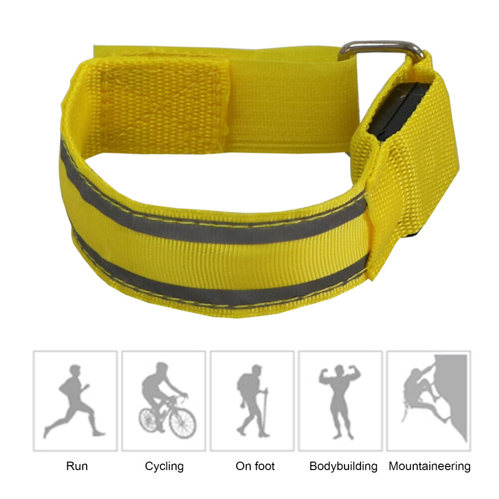 LED Reflective Light Armband Safety Belt Night Running Wristbands (Yellow)
