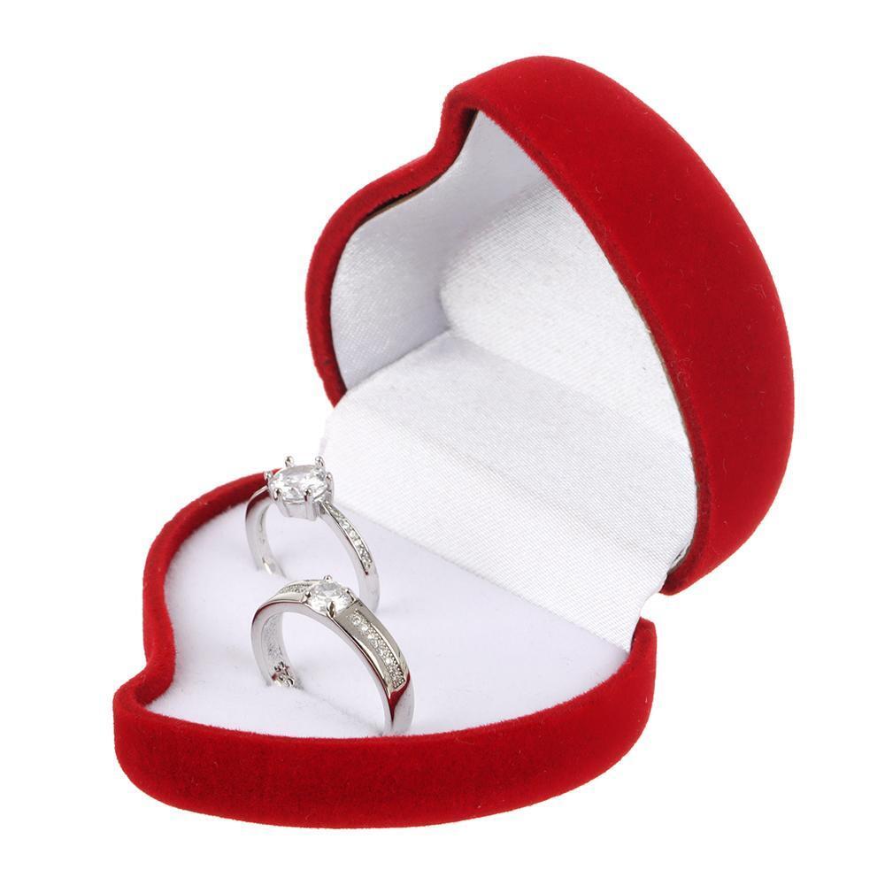 Exquisite Ring Display Box Double Ring Storage Box Velvet Jewelry Box Red Rose