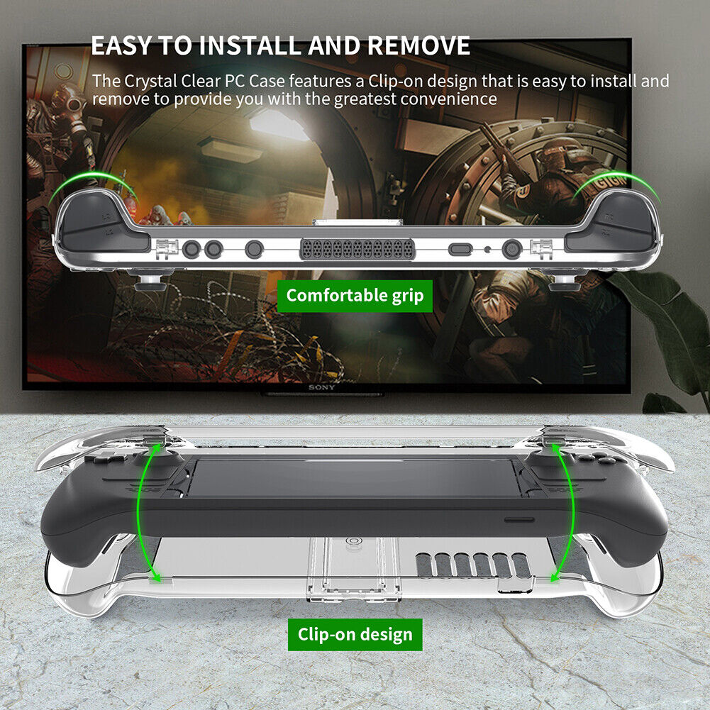 Back Case Shell for Steam Deck Crystal Clear Protective Game Console Cover