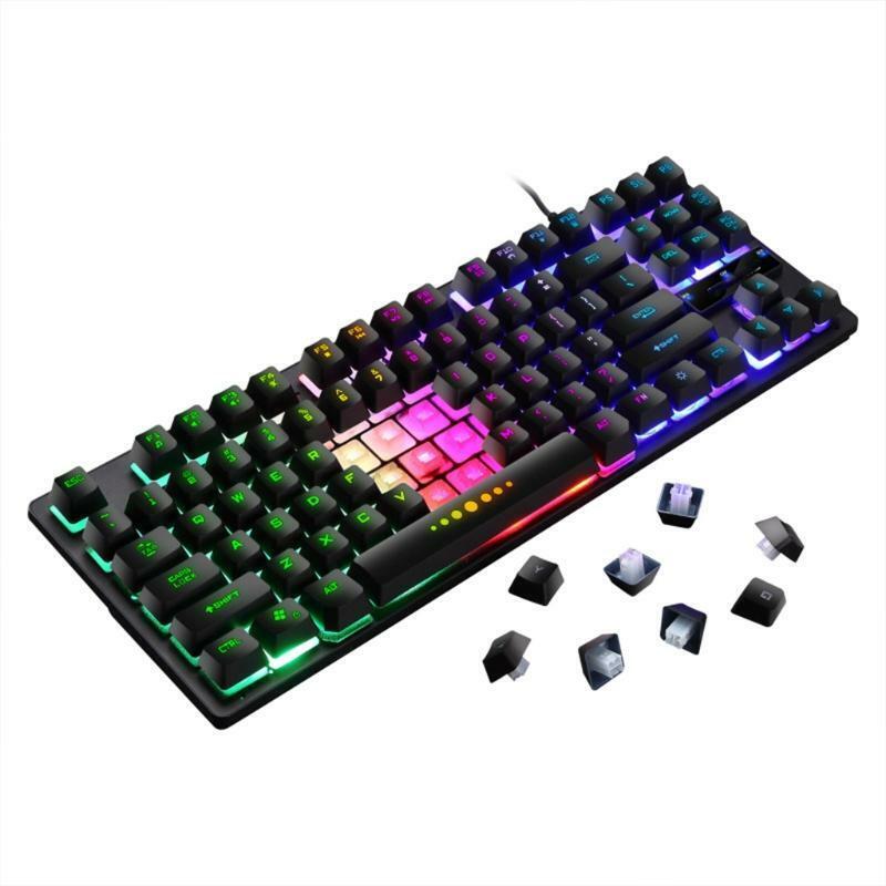 GK-10 Wired 87 Keys Mechanical Gaming Keyboard RGB Backlit for PC Gamer