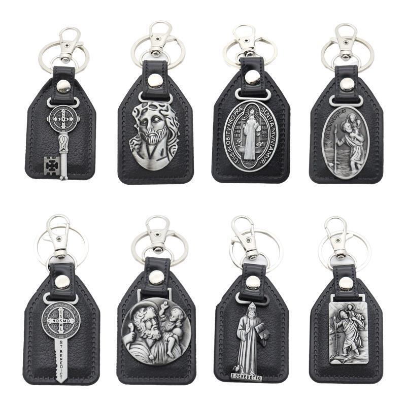 PU Leather Keyhook Simple Keyrings for Christians to Wear with Good Wishes