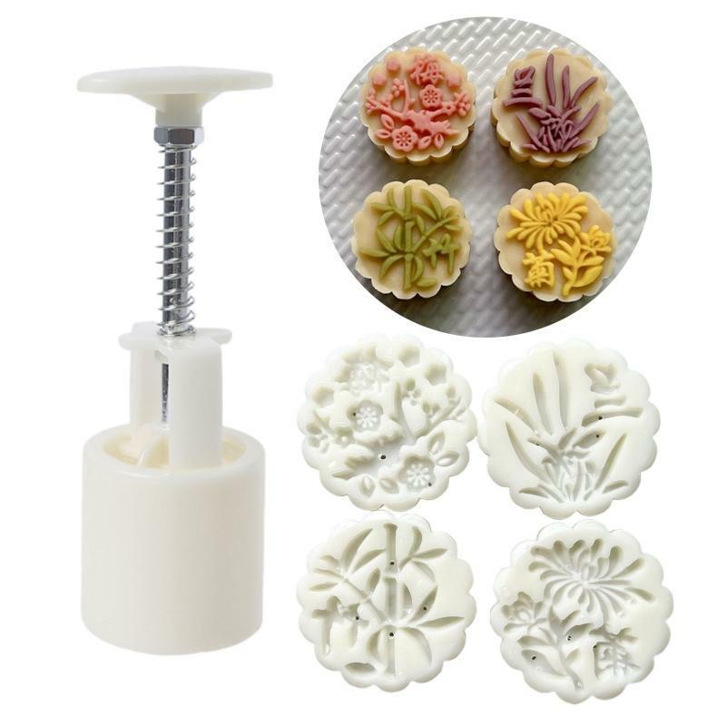 50g Moon Cake Mold Set Festival DIY Hand Press Cookie Desserts Cutter Pastry
