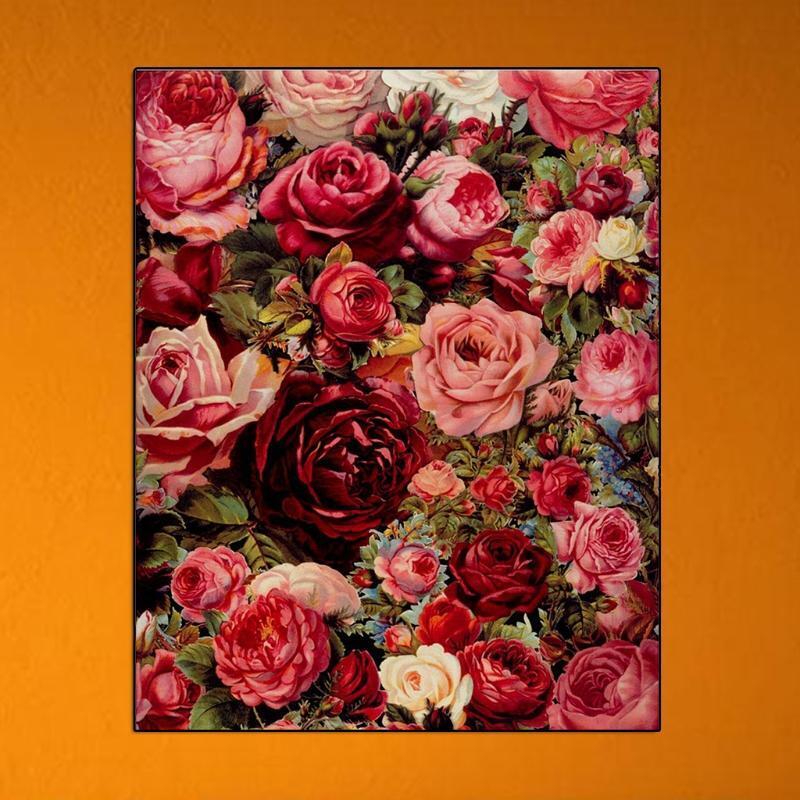 Unframed Lush Rose Flower DIY Painting By Numbers DIY Digital Canvas Oil