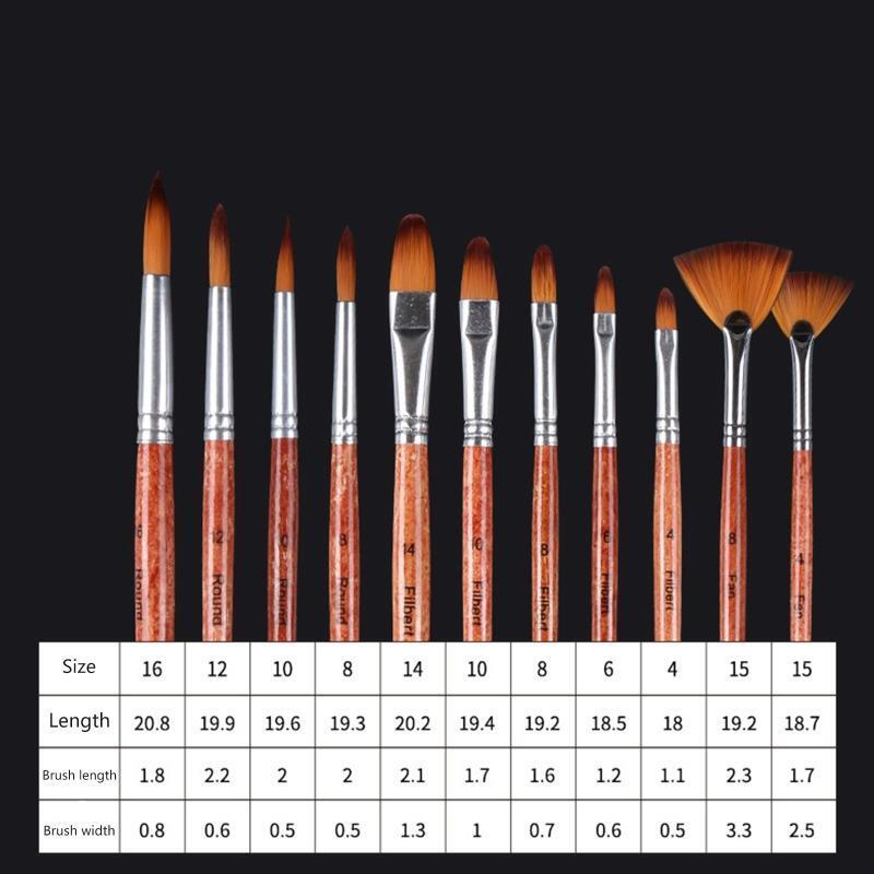 24x Oil Watercolor Acrylic Paint Brush Kit Nylon Hair Brushes for Art Students